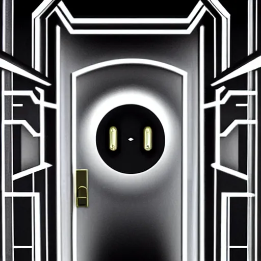 Image similar to photograph hyper realistic art - deco sci - fi door