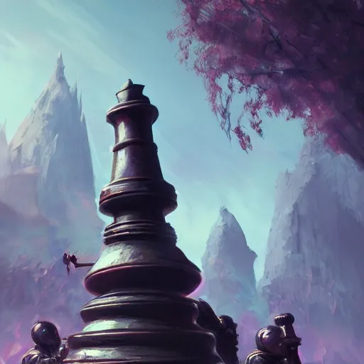 Image similar to a giant black chess pawn statue, battlefield background, bright art masterpiece artstation. 8 k, sharp high quality artwork in style of jose daniel cabrera pena and greg rutkowski, concept art by tooth wu, hearthstone card game artwork, chess piece