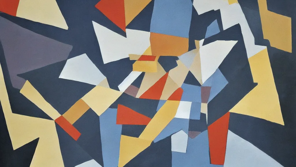 Prompt: abstract minimalism art painting, lines, forms, shapes, in style of georges braque,