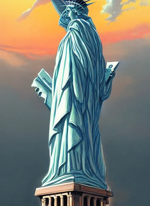 Image similar to statue of liberty as a ruggedly handsome girl, tasteful, intricate, elegant, highly detailed, centered, digital painting, artstation, concept art, smooth, sharp focus, illustration, artgerm, donato giancola, Joseph Christian Leyendecker, WLOP