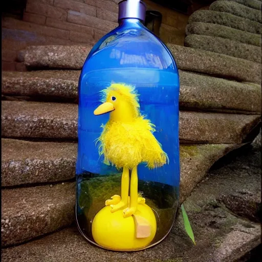 Image similar to big bird in a bottle