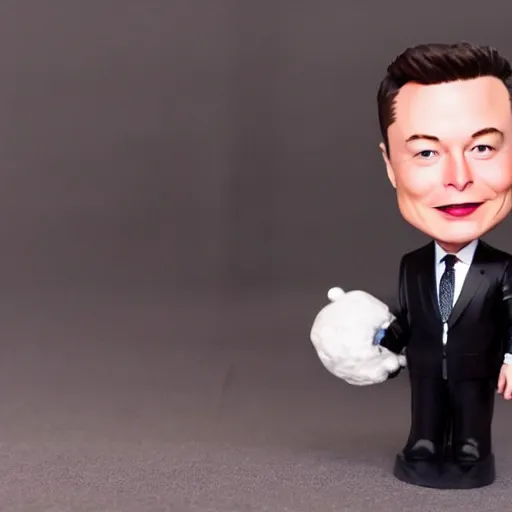 Prompt: elon musk bobble head toy, white background