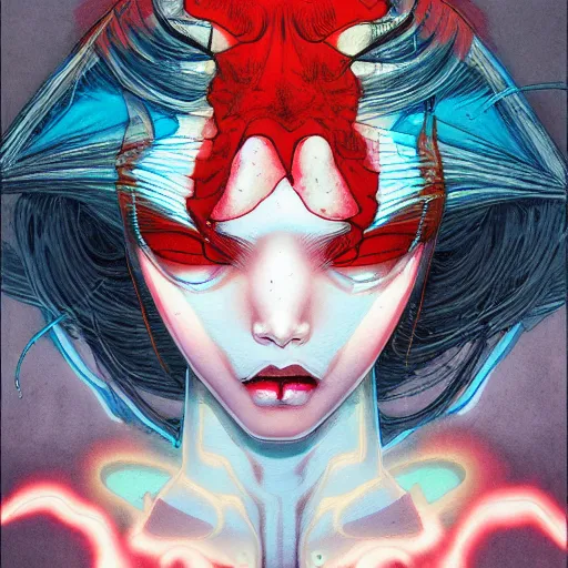 Prompt: prompt : woman devil soft light painted by james jean and katsuhiro otomo and erik jones, inspired by akira anime, smooth face feature, intricate oil painting, high detail illustration, sharp high detail, manga and anime 1 9 9 9