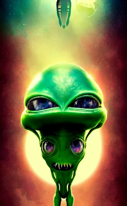 Image similar to cute, imaginative, alien poster art, movie art, alluring, by lucusfilm, weta studio, 8 k, denoised