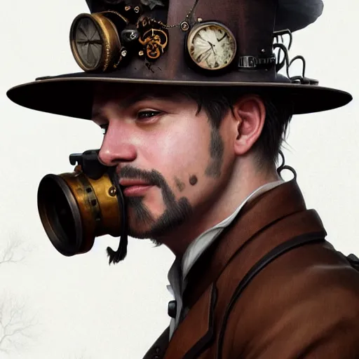 Prompt: steampunk hat, realistic, 8 k, extremely detailed, cgi, trending on artstation, hyper - realistic render, 4 k hd wallpaper, premium prints available, by greg rutkowski