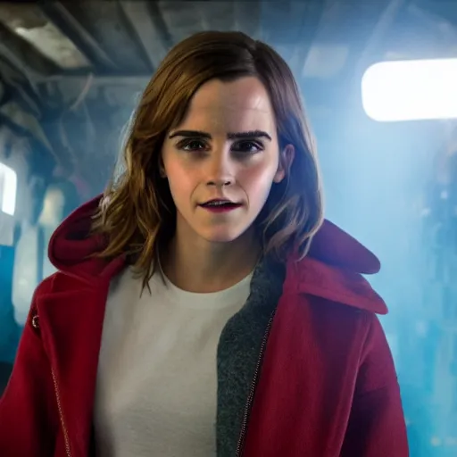 Image similar to Emma Watson in Ready Player One, XF IQ4, 150MP, 50mm, F1.4, ISO 200, 1/160s, natural light