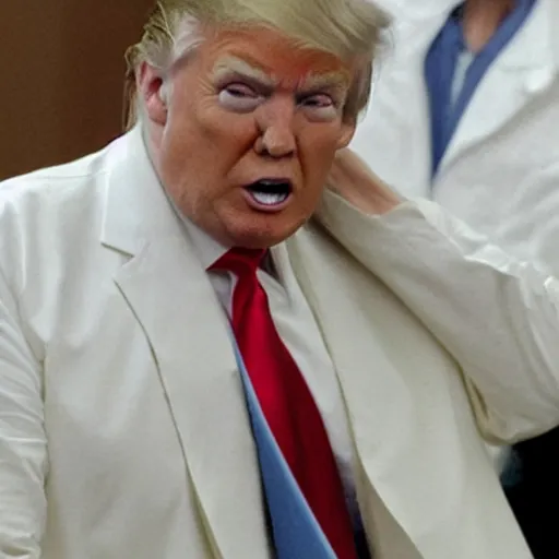 Image similar to donald trump wearing straightjacket at mental hospital