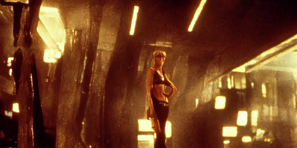 Prompt: a film still Gwyneth Paltrow in Blade Runner , high quality