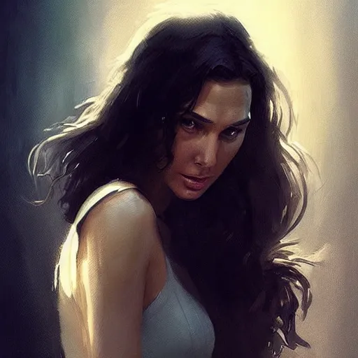 Image similar to “ portrait of gal gadot by greg rutkowski, young, attractive, highly detailed portrait, scifi, digital painting, artstation, concept art, smooth, sharp foccus ilustration, artstation hq ”