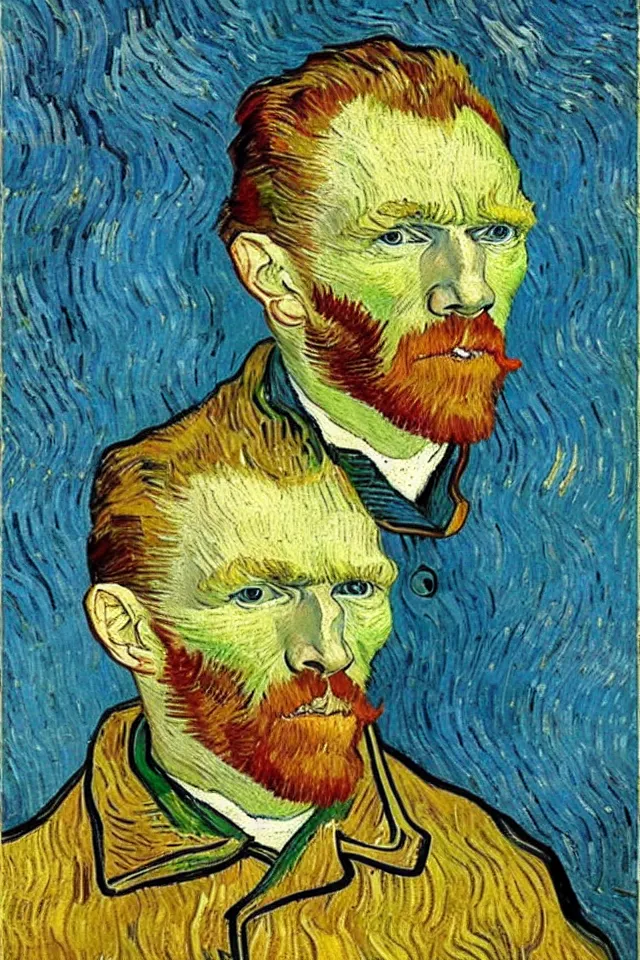 Image similar to vincent van gogh winking and smiling self - portrait