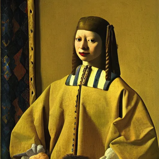 Image similar to high quality high detail painting by johannes vermeer, portrait of the quetzalcoatl, hd, muted lighting