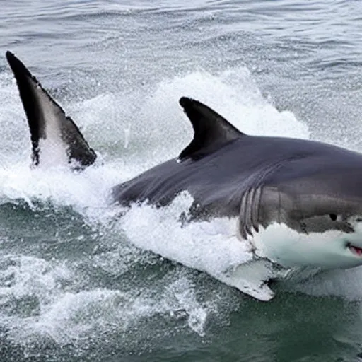 Prompt: great white shark involved in trafficking illegal items from colombia