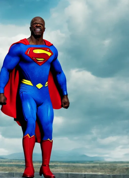 Image similar to film still of Terry Crews as Superman in Superman, 4k