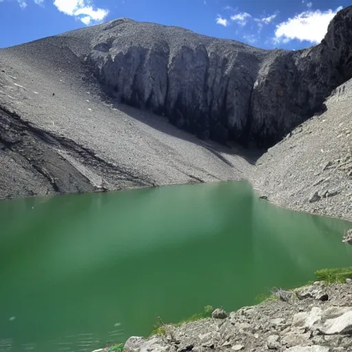 Image similar to a lake high on a mountain