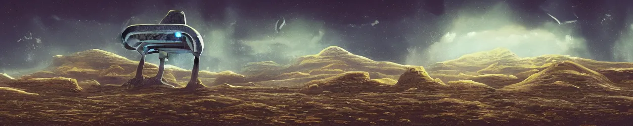 Image similar to retro sci-fi alien landscape