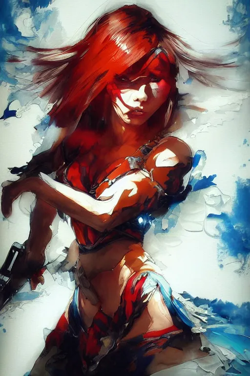 Prompt: a beautiful painting of Lina by Yoji Shinkawa, Dota, atmosphere and tension, trending on artstation