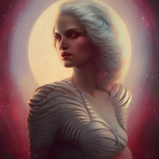 Image similar to a beautiful portrait of a celestial goddess by Jim Burns and Tom Bagshaw