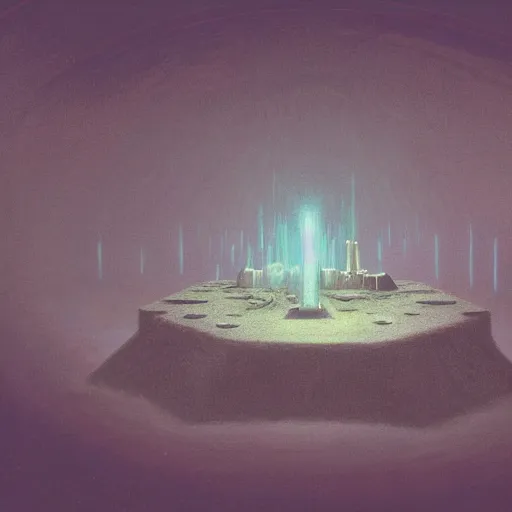 Prompt: a 4k render of a seance at the witching hour with glowing tesseract in the center in the style of beksinski