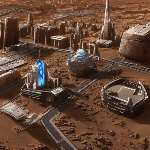 Prompt: a photo of a futuristic city on mars highly detailed