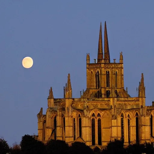 Image similar to we witnessed a glorious moonrise over ely cathedral last night.