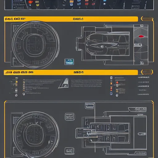 Prompt: infographic, schematics of all starfleet ship, star trek, on hud, detailed, 8k