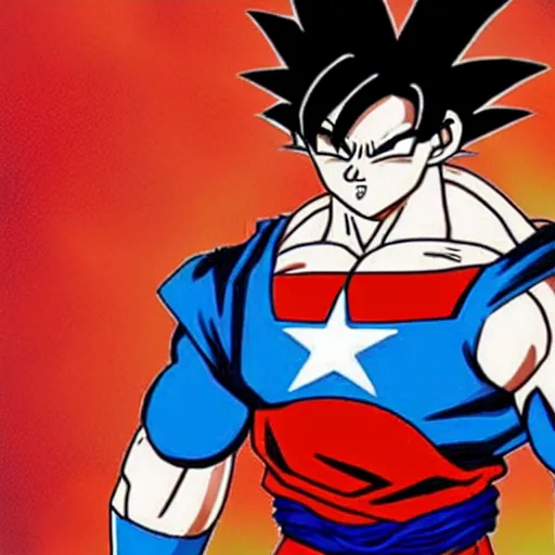 Prompt: Goku as Capitan America