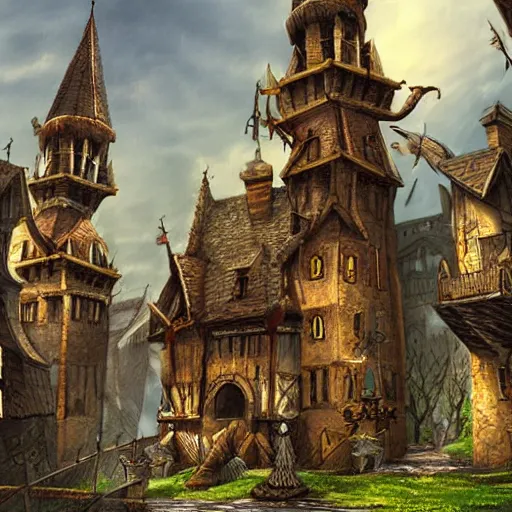 Prompt: medieval fantasy city