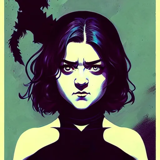 Prompt: rafael albuquerque comic art, peter mohrbacher, steve niles, phil noto, artgerm, pretty maisie williams witch, symmetrical eyes, long blonde hair