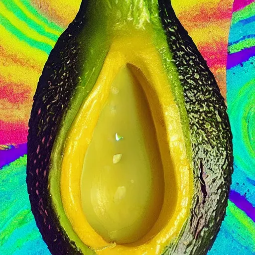 Image similar to avocado banana, psychedelic