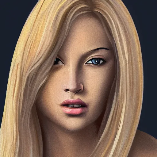 Prompt: a digital painting of a woman with blonde hair