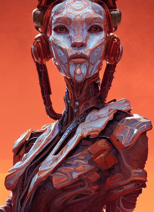 Image similar to symmetry!! portrait of copper pipe alien in the style of horizon zero dawn, machine face, intricate, elegant, highly detailed, digital painting, artstation, concept art, smooth, sharp focus, illustration, art by artgerm and greg rutkowski and alphonse mucha, 8 k