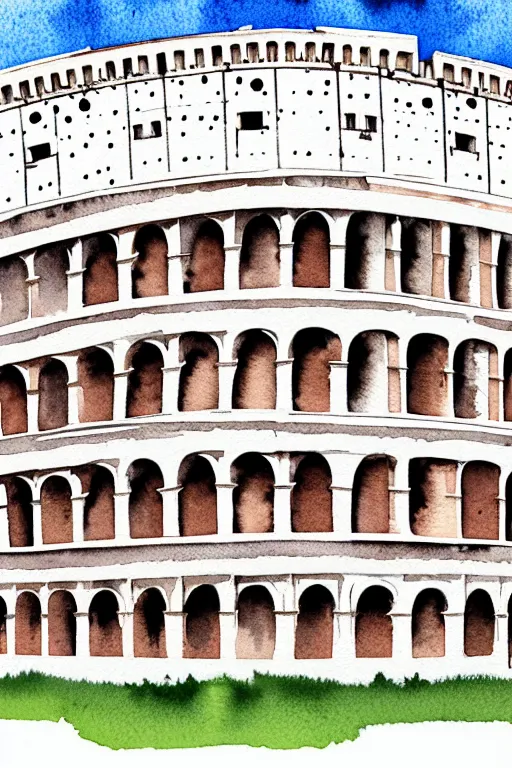 Image similar to minimalist watercolor art of the colosseum in rome, illustration, vector art