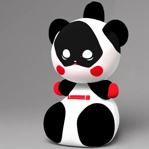 Prompt: cute fumo plush of a girl who is extremely round, black and white, red lens flare, vray