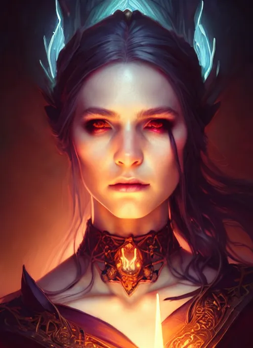 Image similar to Necromancer Sorceress, fantasy magic, undercut hairstyle, dark light night, intricate, elegant, sharp focus, illustration, highly detailed, digital painting, concept art, matte, art by WLOP and Artgerm and Greg Rutkowski and Alphonse Mucha, masterpiece