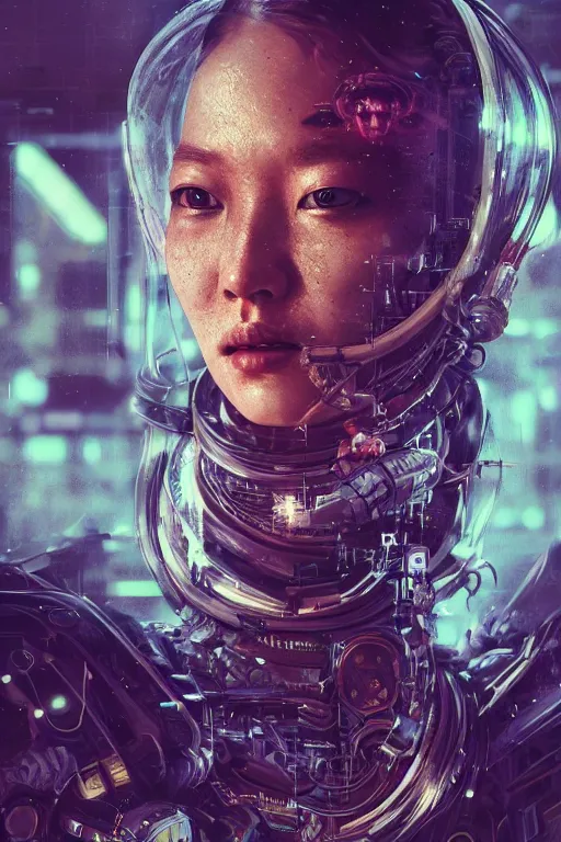 Prompt: hyperrealistic portrait of a woman monster astronaut, full body portrait, well lit, intricate abstract. cyberpunk, intricate artwork, by Tooth Wu, wlop, beeple. octane render,in the style of Jin Kagetsu, James Jean and wlop, highly detailed, sharp focus, intricate , 4k, artstation