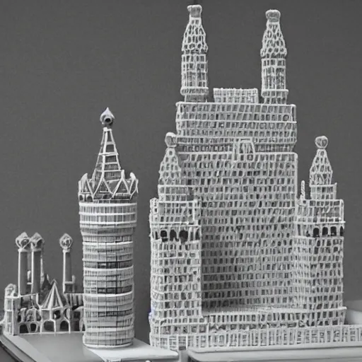 Image similar to kremlin made of sugar cubes. 40mm lens realistic photo shot