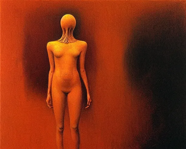 Image similar to by francis bacon, beksinski, mystical redscale photography evocative. uma thurman