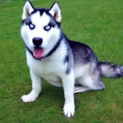 Prompt: a husky crossed with a penguin