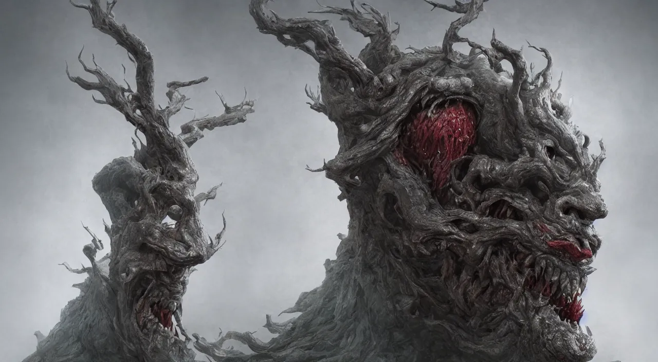 Prompt: a epic monster from chinese myth 山 海 经, 饕 餮, by zdzislaw beksinski, by josip csoor, portrait, photorealistic, volumetric lighting, horror, detailed, intricate, elden ring, raytrace, octane, cgscociety,