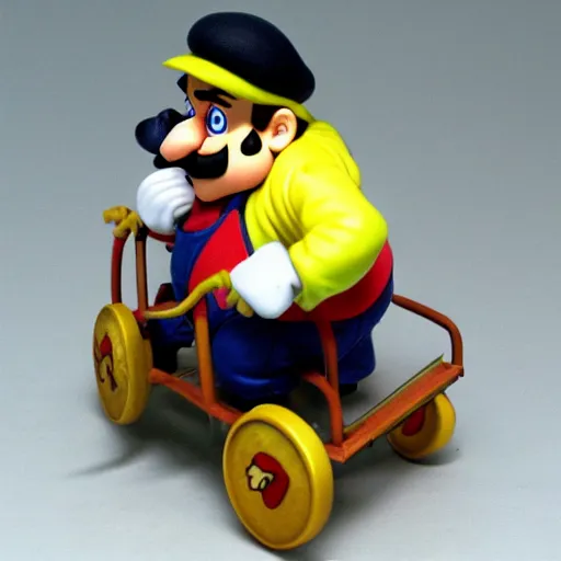 Image similar to wario riding a cart from mario 6 4 action figure