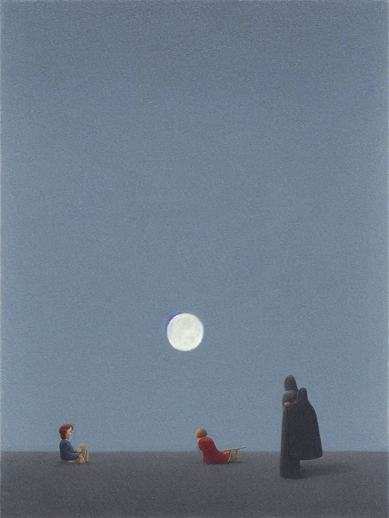 Image similar to artwork by quint buchholz, music, moon, night, quiet.