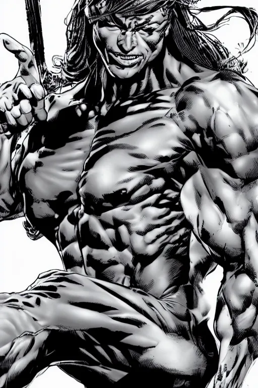 Image similar to character art by mike deodato, cj johnson, absolute chad