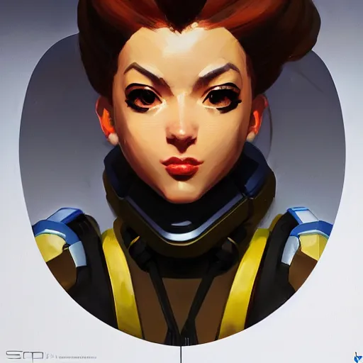 Image similar to Greg Manchess portrait painting o fSamus Aran as Overwatch character, medium shot, asymmetrical, profile picture, Organic Painting, sunny day, Matte Painting, bold shapes, hard edges, street art, trending on artstation, by Huang Guangjian and Gil Elvgren and Sachin Teng