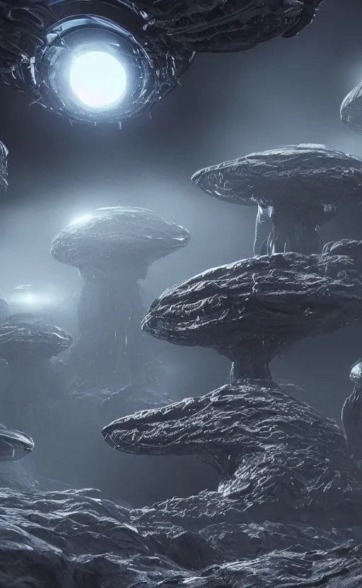 Image similar to alien biosphere in constant symbiosis,ultra realistic, hyper detailed, 8k, octane render