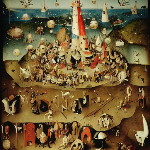 Prompt: where is waldo? by hieronymus bosch, highly detailed,