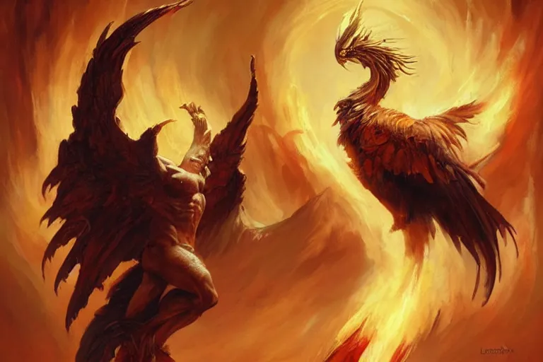 Prompt: A beautiful oil painting of a phoenix, by Lucas Graciano, Frank Frazetta, Greg Rutkowski, Boris Vallejo, epic fantasy character art, high fantasy, Exquisite detail, post-processing, low angle, masterpiece, cinematic