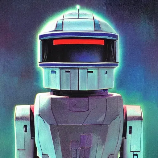 Prompt: indigo gunpla droid kenku. visor. science fiction, portrait by donato giancola and greg rutkowski and wayne barlow. 1 9 6 8 cover. top all time r / imaginarycyberpunk.