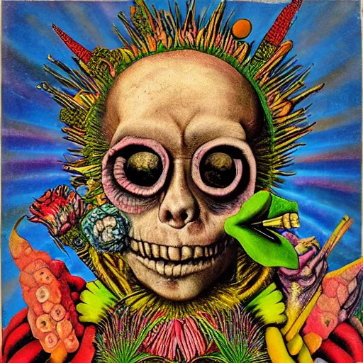 Image similar to punk album cover, psychedelic, giuseppe arcimboldo