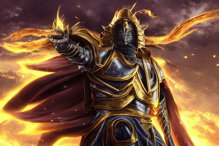 Prompt: an ultra detailed portrait of saladin as a shonen anime protagonist charging into battle wearing bright gold armor and huge flaming longsword blessed by god, epic anime fantasy, 8 k, volumetric lighting, smooth, highly detailed, digital illustration, art by kentaro miura and akira toriyama and albert bierstadt and greg rutkowsi, artstation