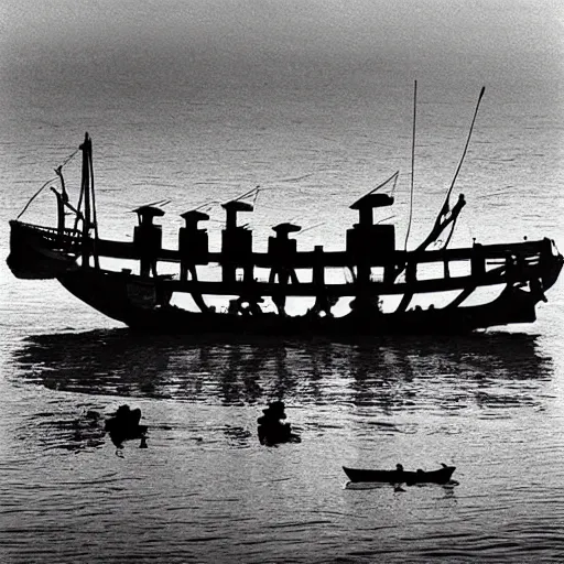 Image similar to hongkong sea - boat life, by fan ho,